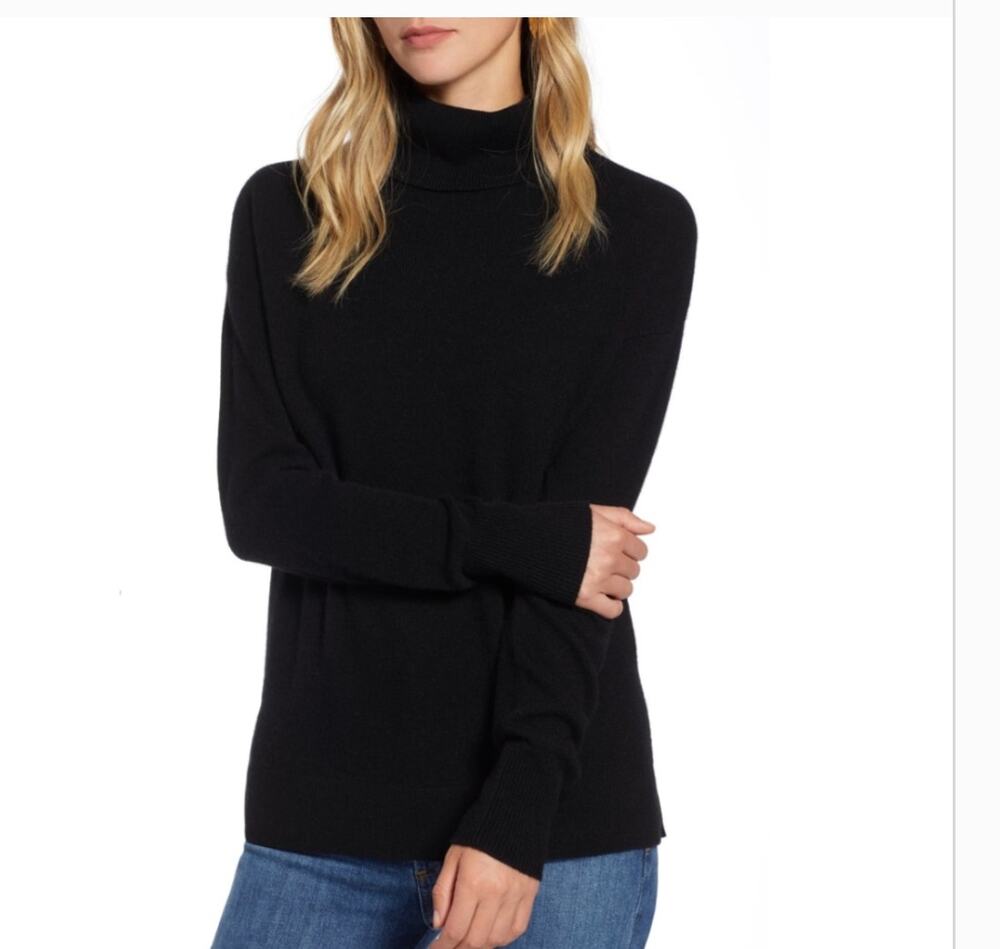 Halogen Cashmere Turtleneck Black 1X